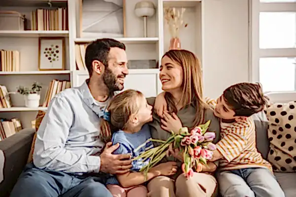 young family on mothers day