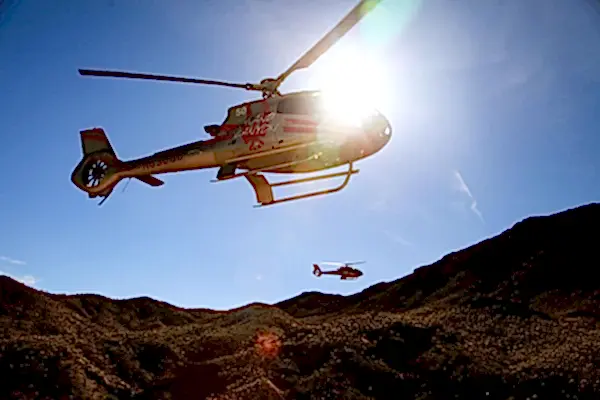 helicopter at sunset