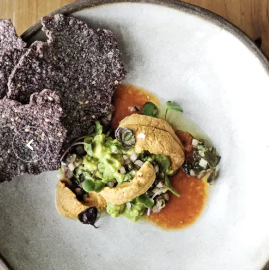 scallop dish with star logo